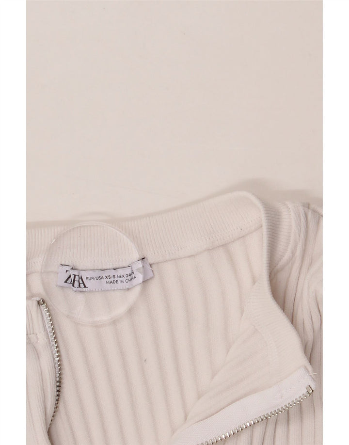 ZARA Womens Top Long Sleeve UK 4 XS White Vintage Zara and Second-Hand Zara from Messina Hembry 