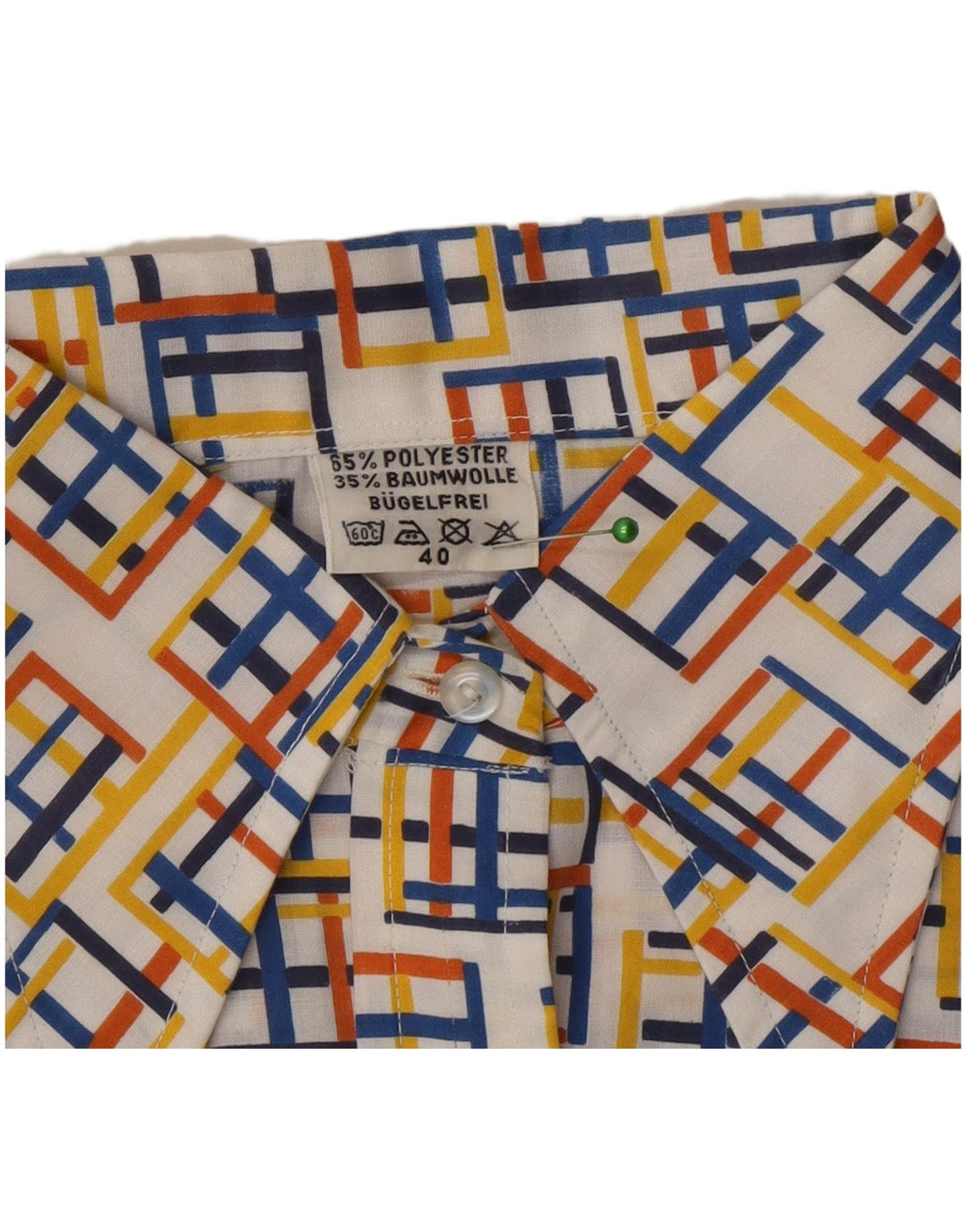 Vintage Womens Shirt Blouse EU 40 Medium Multicoloured Geometric Polyester