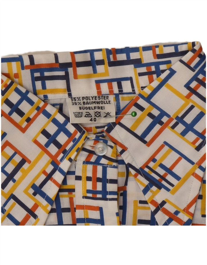 Vintage Womens Shirt Blouse EU 40 Medium Multicoloured Geometric Polyester