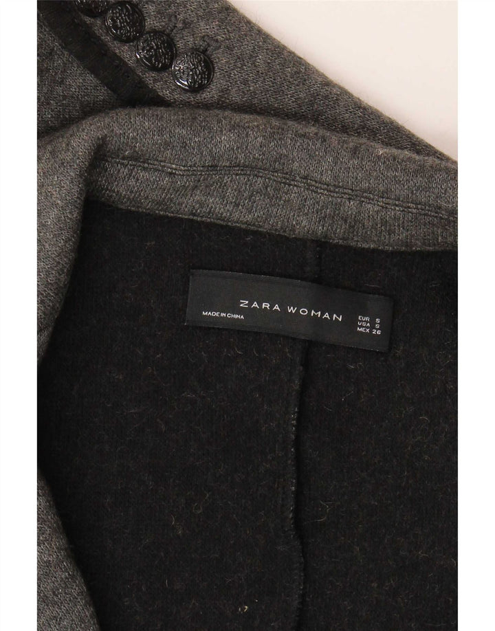 Zara Womens 2 Button Knit Blazer Jacket UK 10 Small Grey