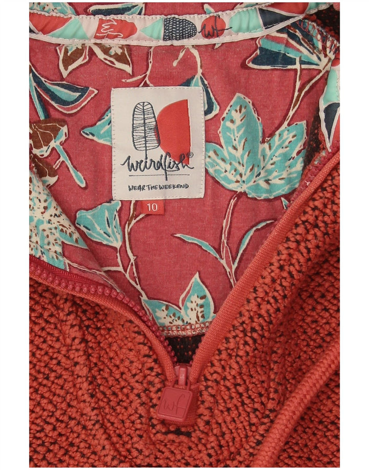 Weird Fish Womens Oversized Zip Neck Sweatshirt Jumper UK 10 Small Orange