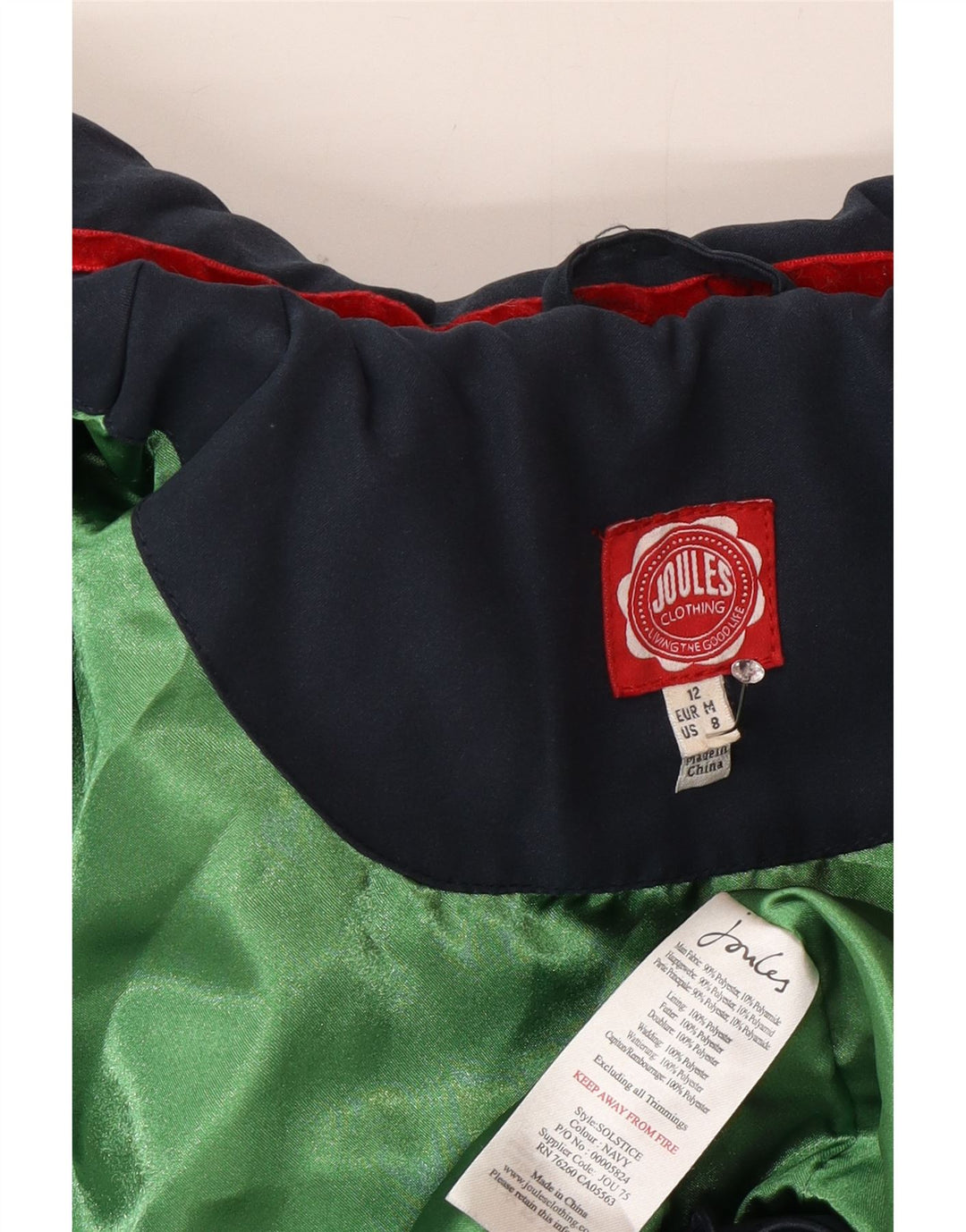 Joules Womens Padded Jacket UK 12 Medium Navy Blue Polyester