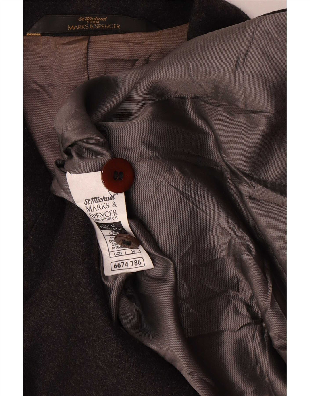 Marks & Spencer Womens 5 Button Blazer Jacket UK 18 XL Grey Wool