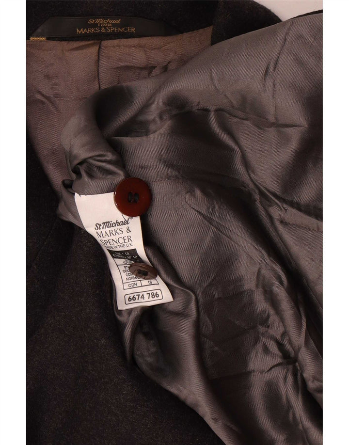 Marks & Spencer Womens 5 Button Blazer Jacket UK 18 XL Grey Wool