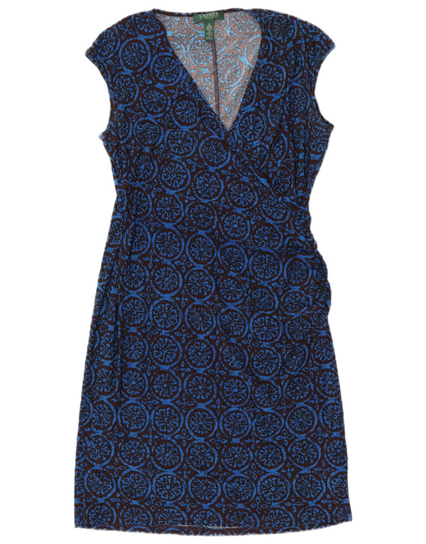 RALPH LAUREN Womens Sleeveless Sheath Dress US 12 Large Blue Floral