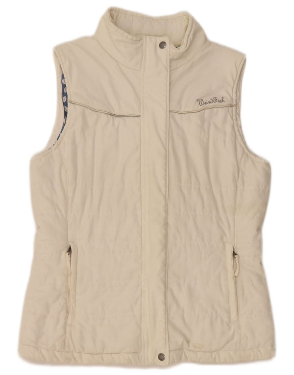 WEIRD FISH Womens Padded Gilet UK 14 Large White Polyester