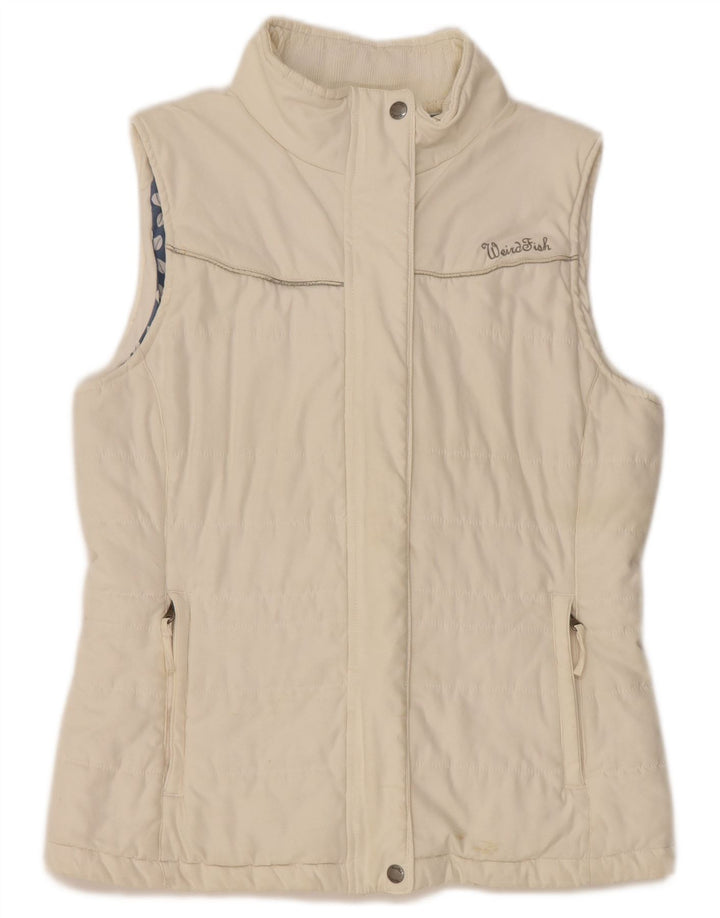 WEIRD FISH Womens Padded Gilet UK 14 Large White Polyester