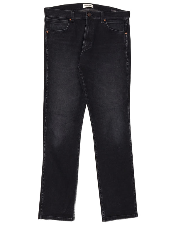 Wrangler Mens Greensboro Straight Jeans W34 L36 Navy Blue Cotton