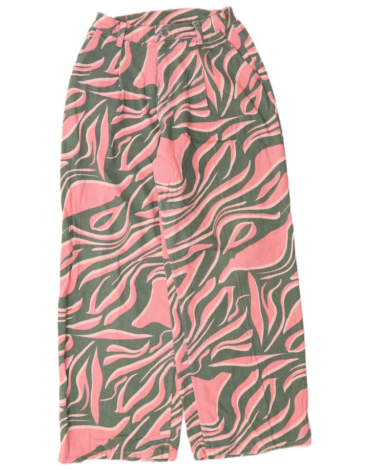 Lucy & Yak Womens High Waist Loose Jeans W28 L29  Pink Animal Print Cotton