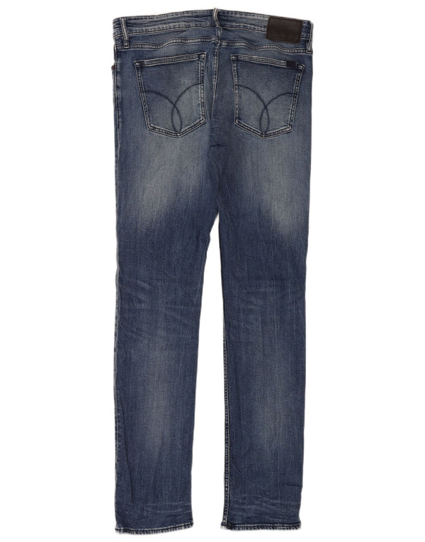 Calvin Klein Mens Slim Jeans W34 L34 Blue Cotton