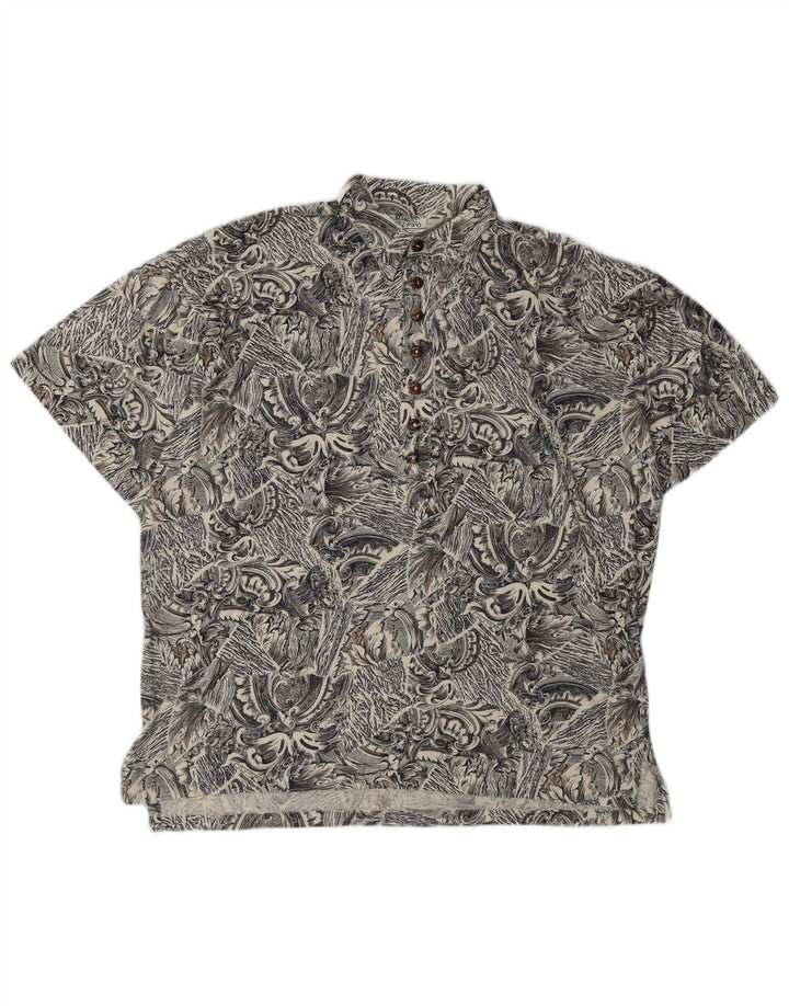 Manuel Ritz Mens Short Sleeve Pullover Shirt IT 50 Medium Grey Paisley