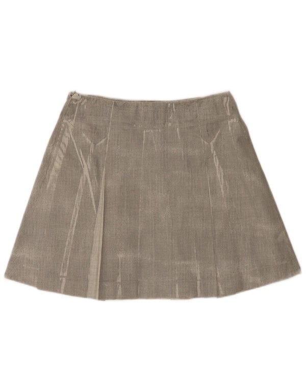 Trussardi Womens Pleated Mini Skirt IT 42 Medium W28 Grey Herringbone