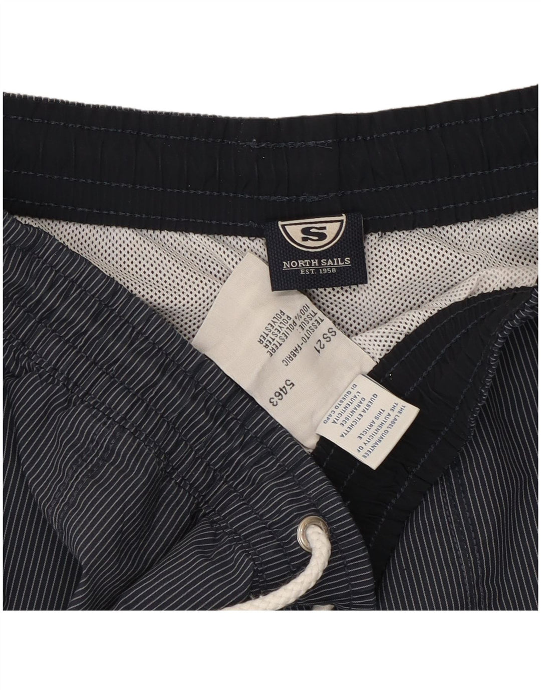 North Sails Mens Swimming Shorts Large Navy Blue Striped Polyester