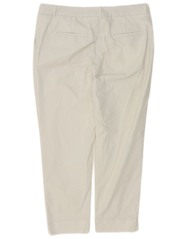 Marks & Spencer Womens Straight Cropped Trousers UK 14 Large W36 L25 White