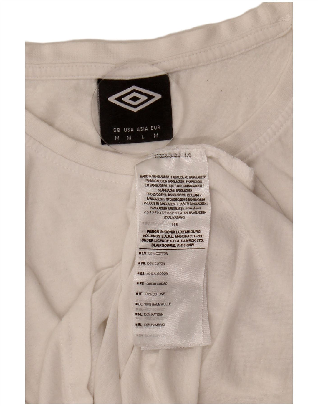 Umbro Mens T-Shirt Top Medium White Cotton