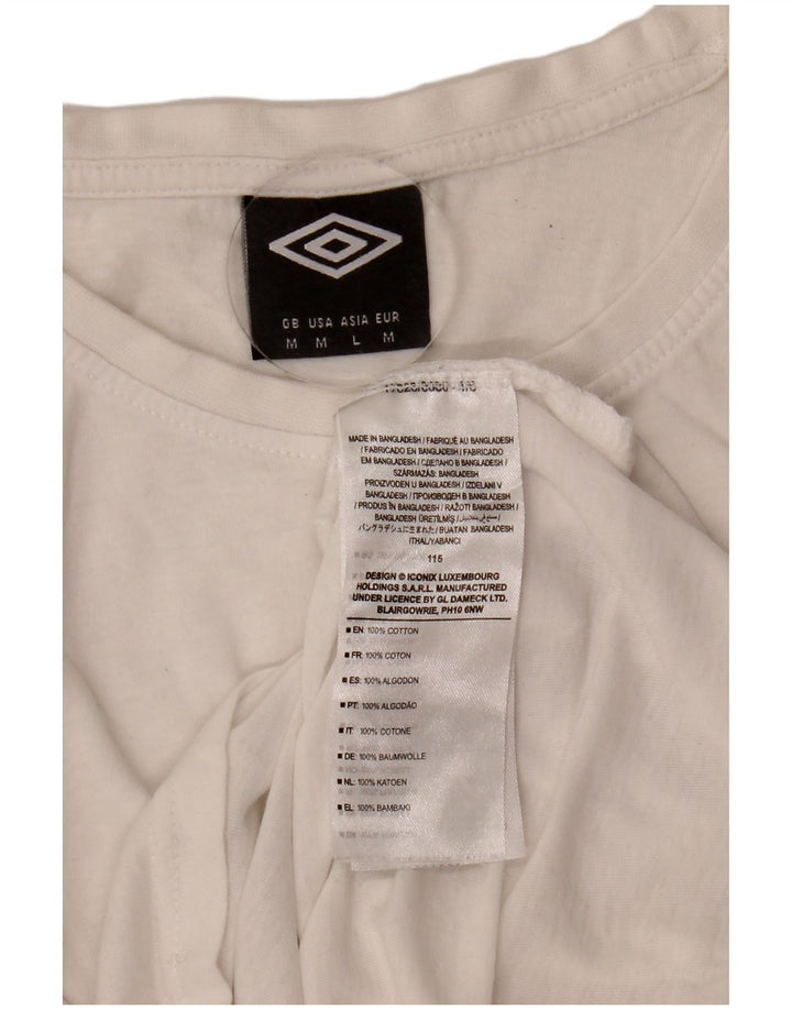 Umbro Mens T-Shirt Top Medium White Cotton