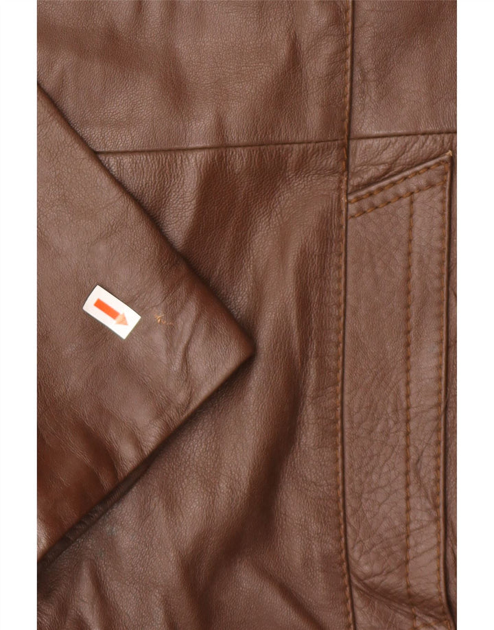 Camox Mens Military Leather Coat IT 50 Large Brown Leather