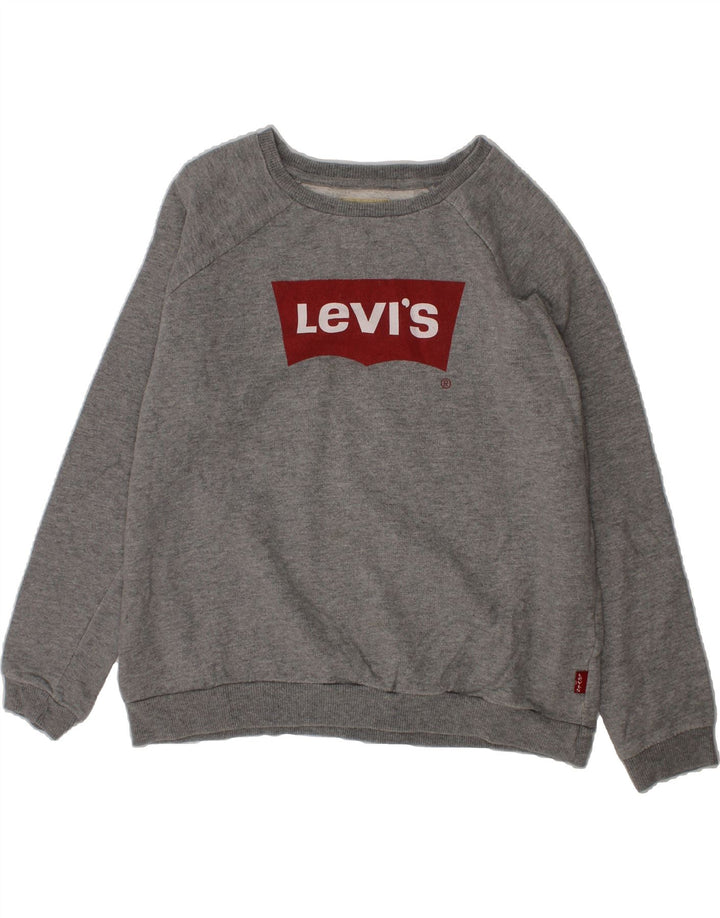 LEVI'S Boys Graphic Sweatshirt Jumper 11-12 Years Grey Cotton Vintage Levi's and Second-Hand Levi's from Messina Hembry 