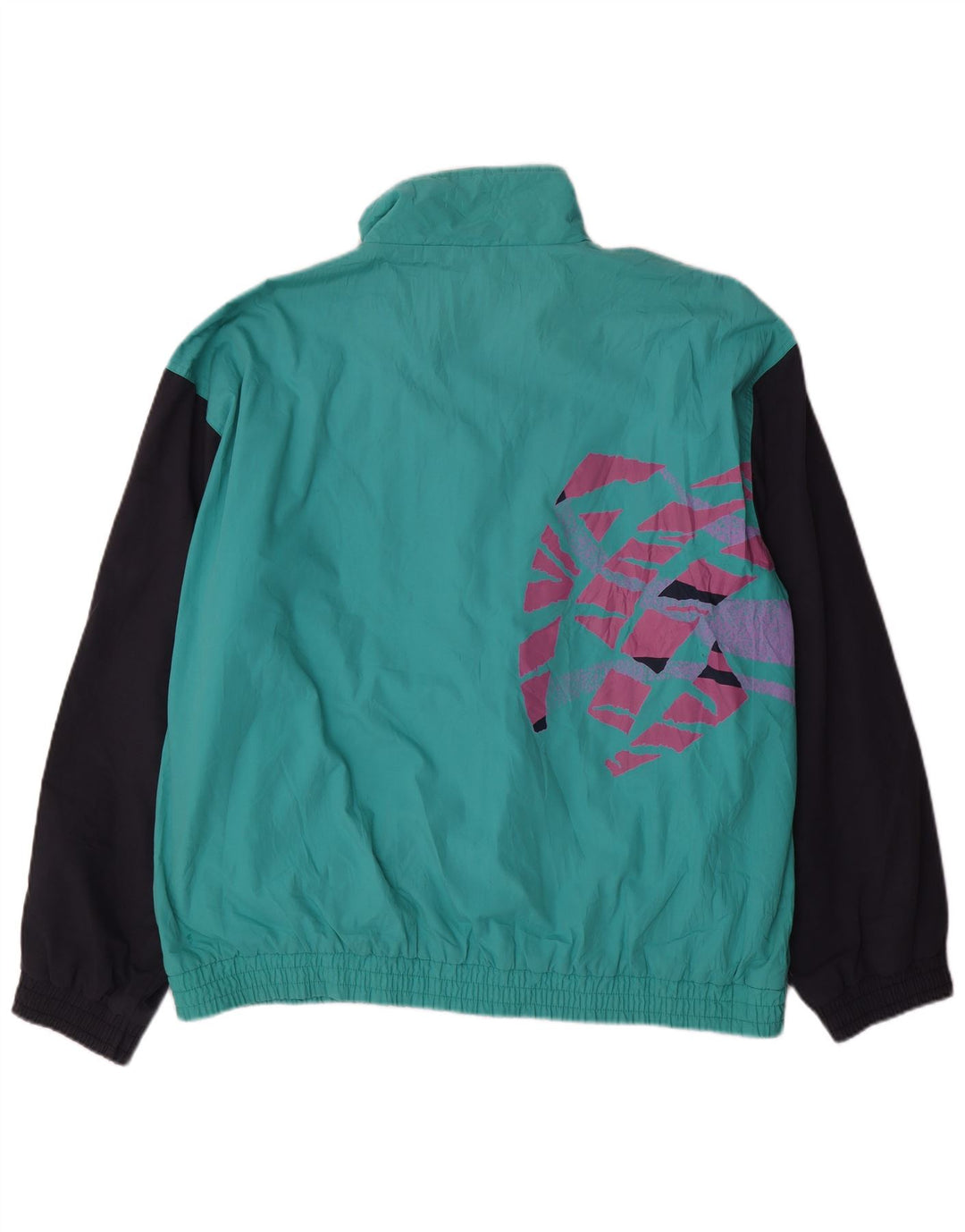 VINTAGE Mens Tracksuit Top Jacket XL Turquoise Colourblock Polyester
