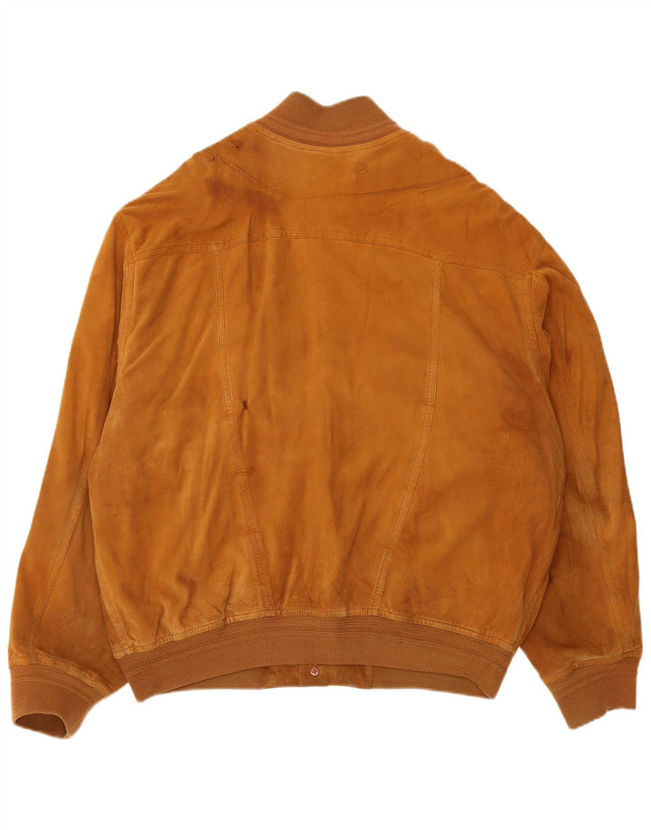 Vintage Womens Suede Bomber Jacket UK 18 XL Brown