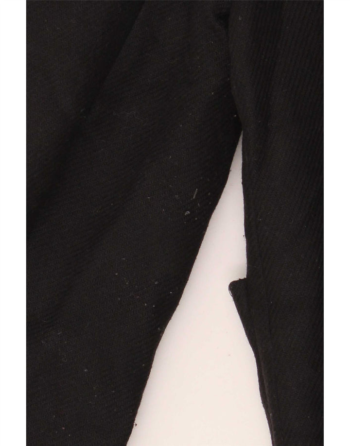 Zara Womens Hooded Oversized Overcoat UK 10 Small Black Wool