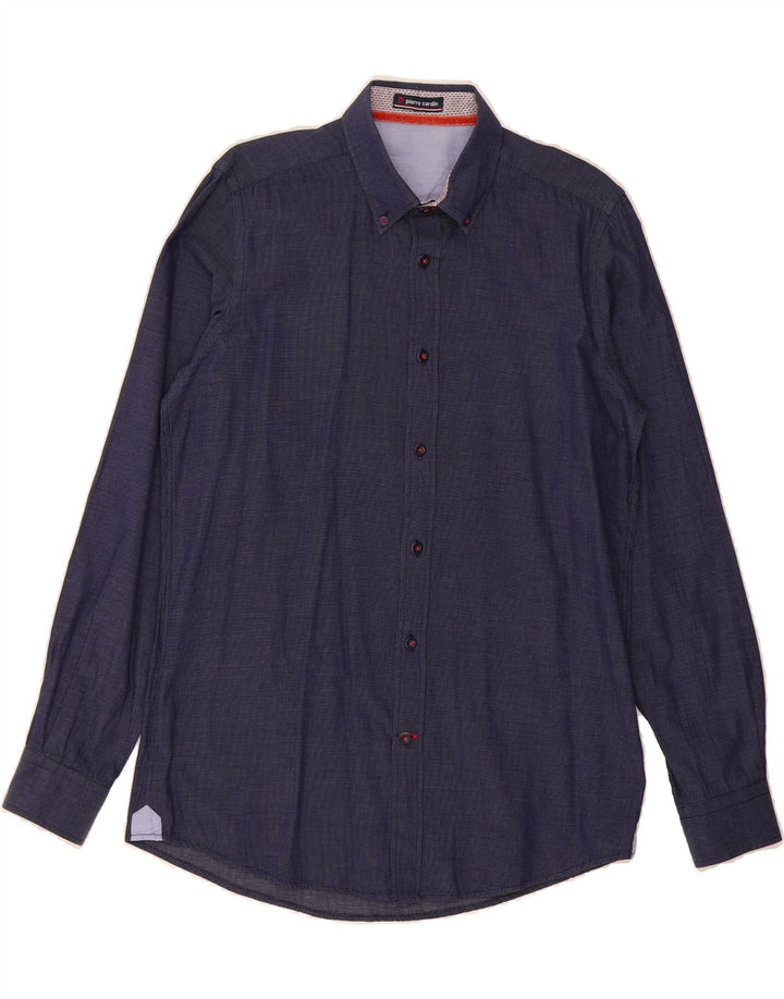 PIERRE CARDIN Mens Shirt Medium Navy Blue Spotted Cotton Vintage Pierre Cardin and Second-Hand Pierre Cardin from Messina Hembry 