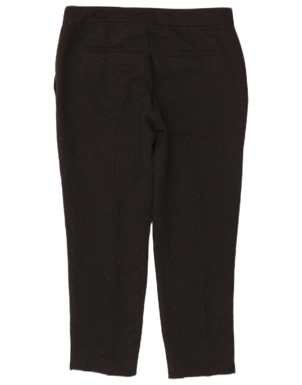 Zara Womens Slim Cropped Trousers Medium W28 L25 Black Spotted Polyester