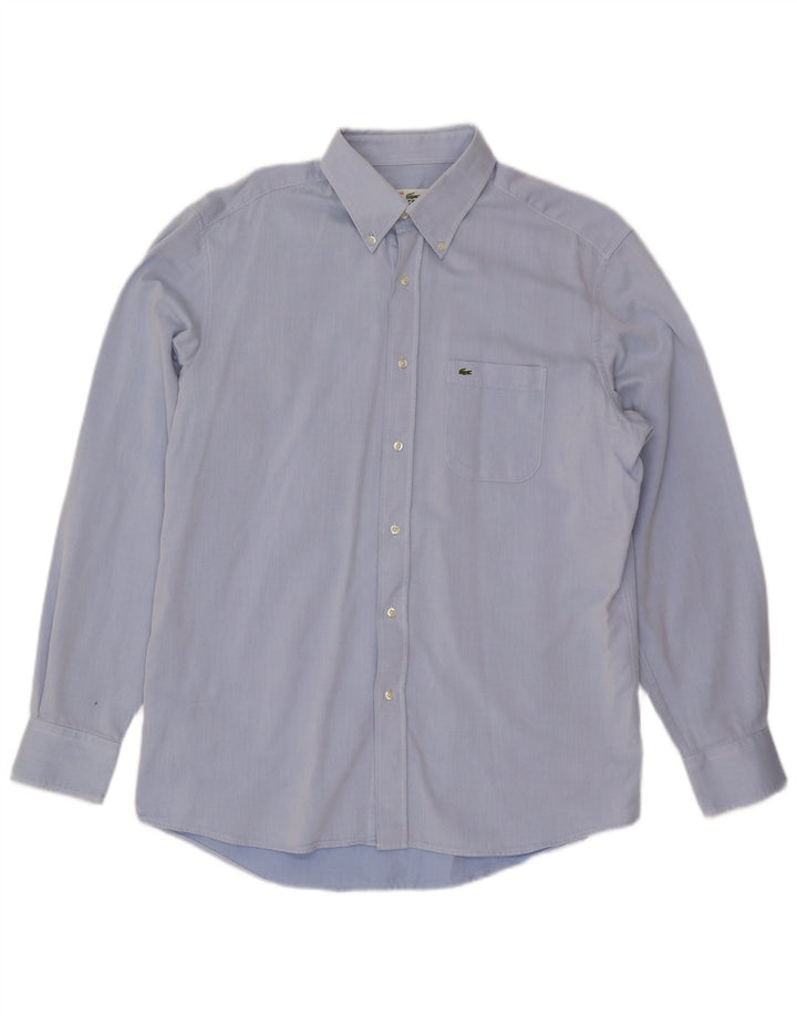 LACOSTE Mens Regular Fit Shirt Size 43 Large Blue Cotton