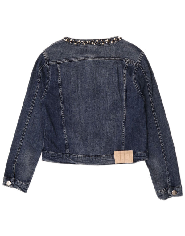 Vintage Womens Crop Denim Jacket UK 18 XL Blue Cotton
