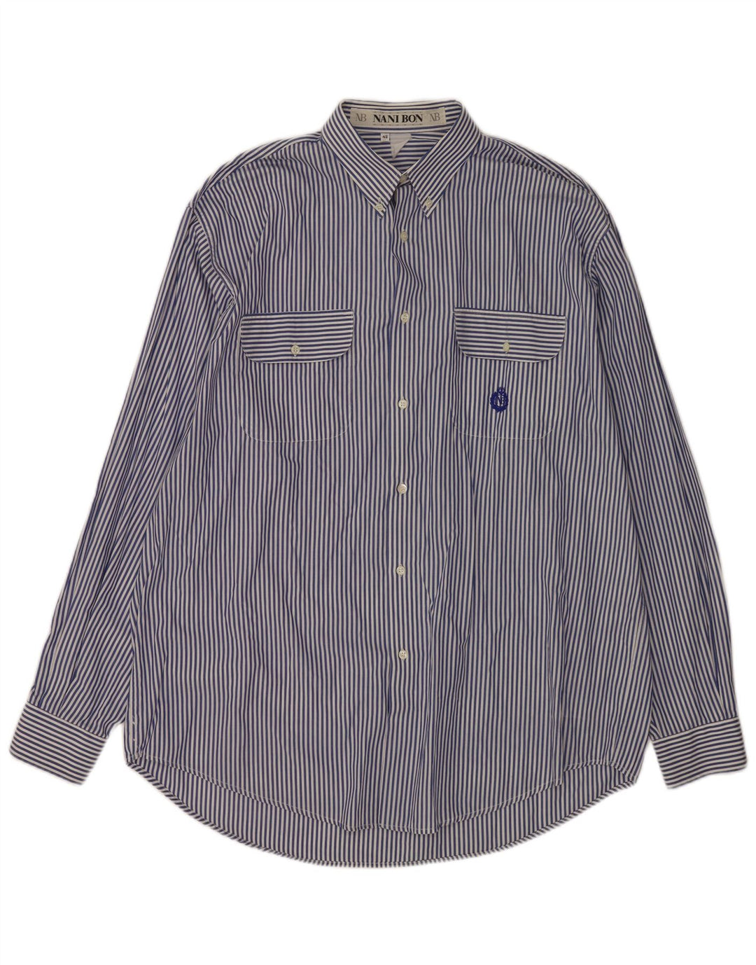 NANI BON Mens Shirt Size 42 Large Blue Pinstripe