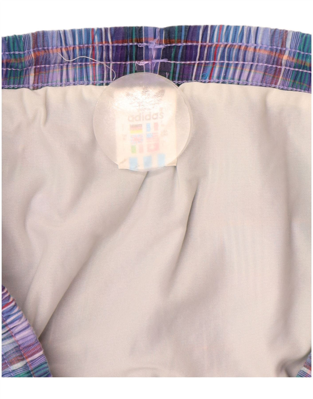 ADIDAS Mens Swimming Shorts Large  Blue Check Cotton