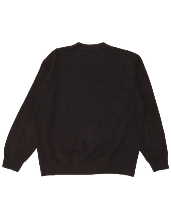 Zara Mens Crew Neck Jumper Sweater Large Black Cotton