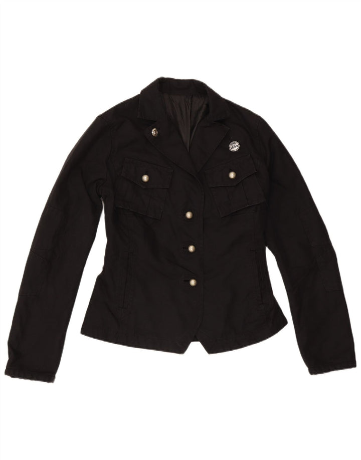Vintage Womens Utility Jacket IT 40 Small Black Cotton