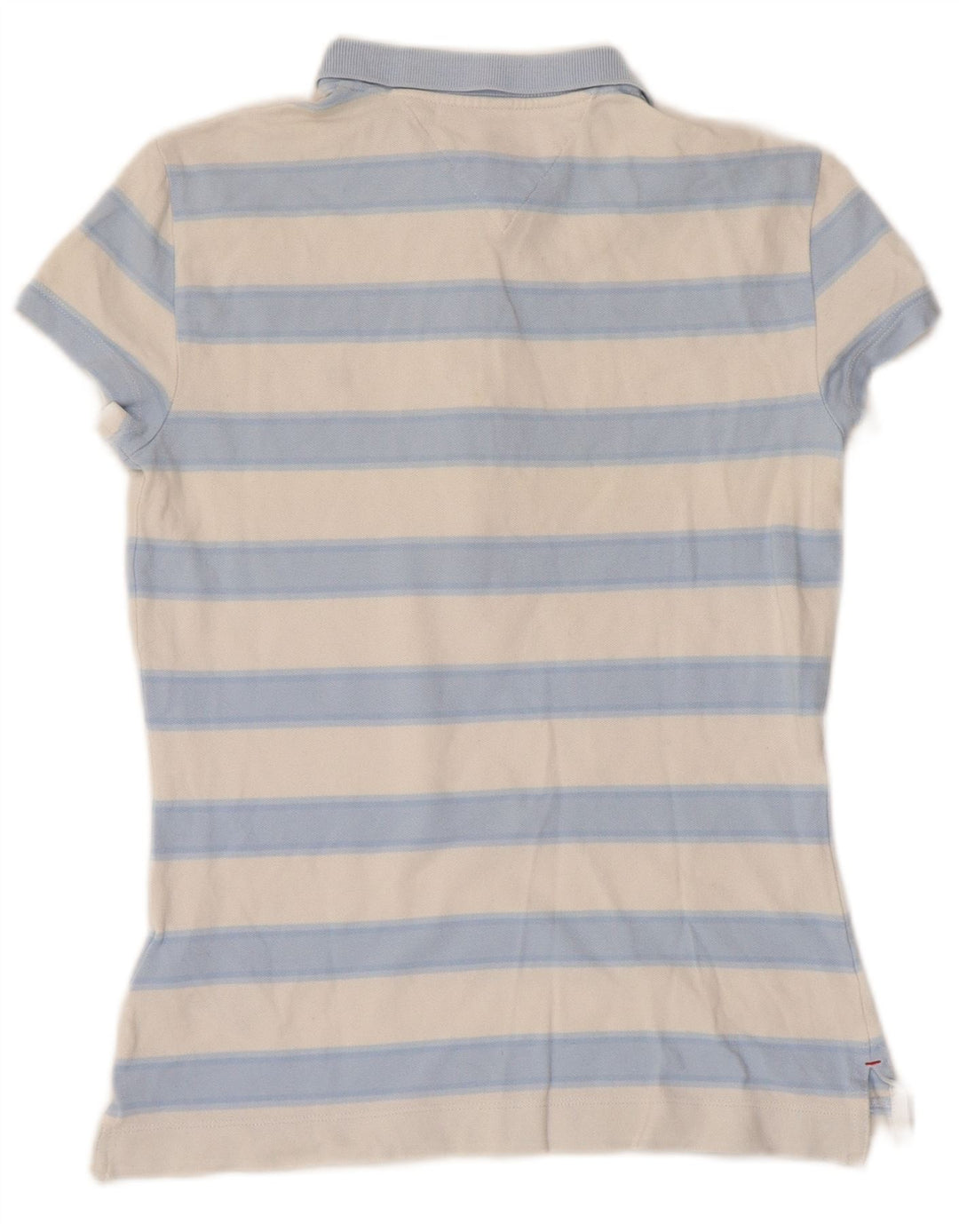 TOMMY HILFIGER Womens Slim Fit Polo Shirt UK 6 XS Blue Striped Cotton