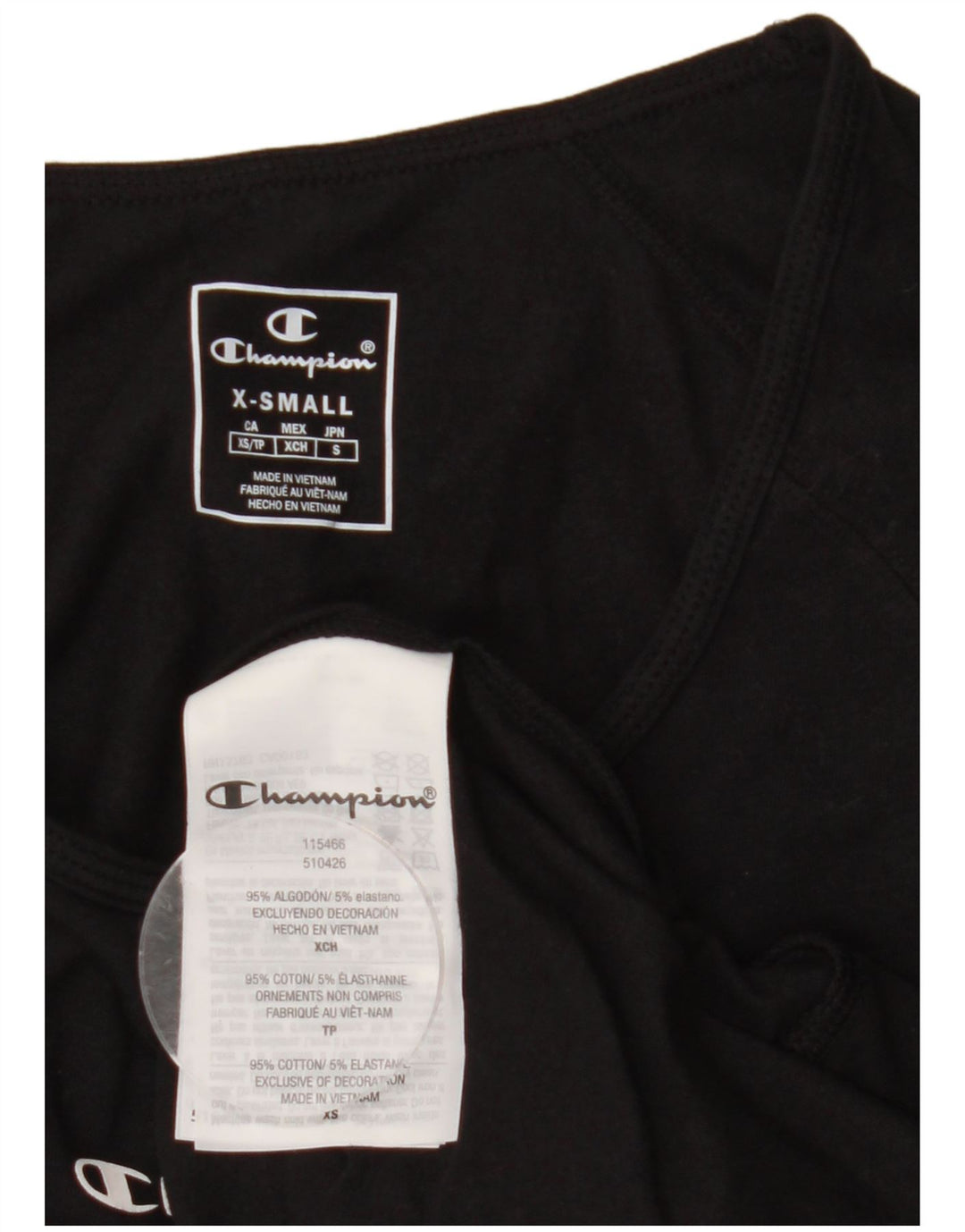 CHAMPION Womens T-Shirt Top UK 6 XS Black Cotton