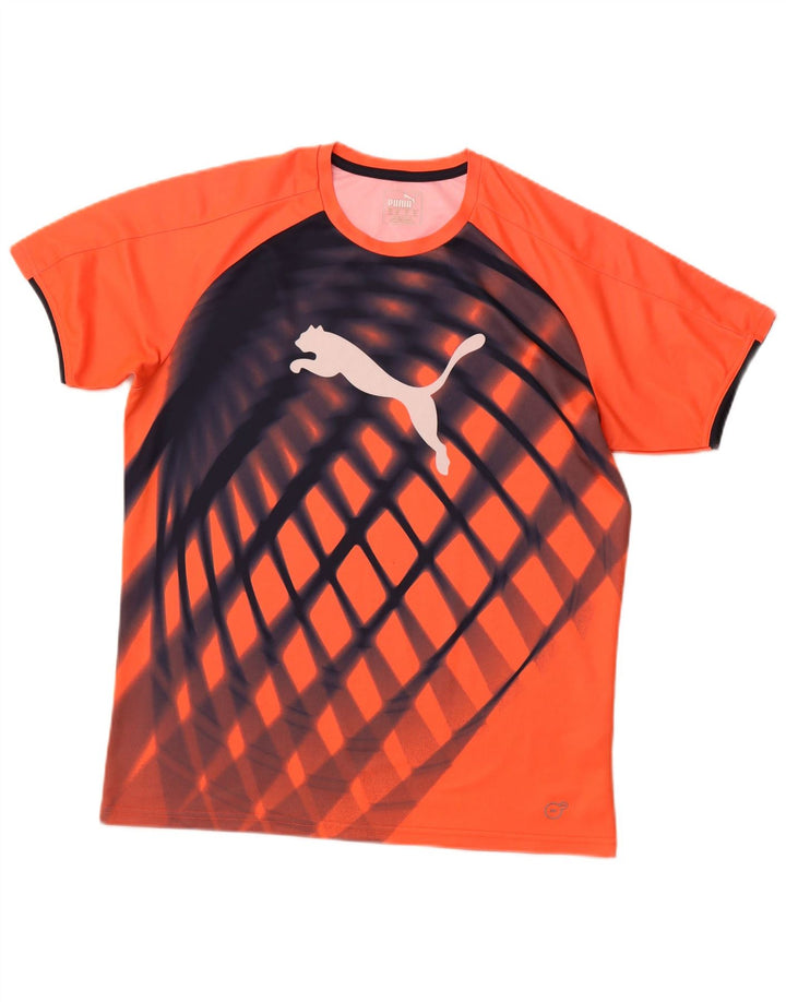 Puma Mens Graphic T-Shirt Top Medium Orange Check