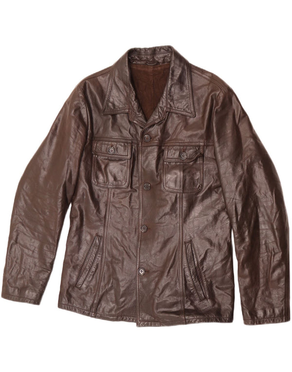 Vintage Mens Leather Jacket IT 48 Medium Brown Leather
