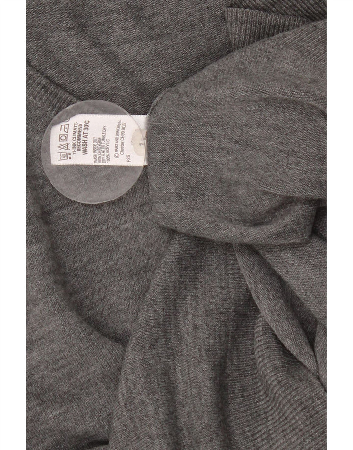 Marks & Spencer Mens V-Neck Jumper Sweater XL Grey Acrylic