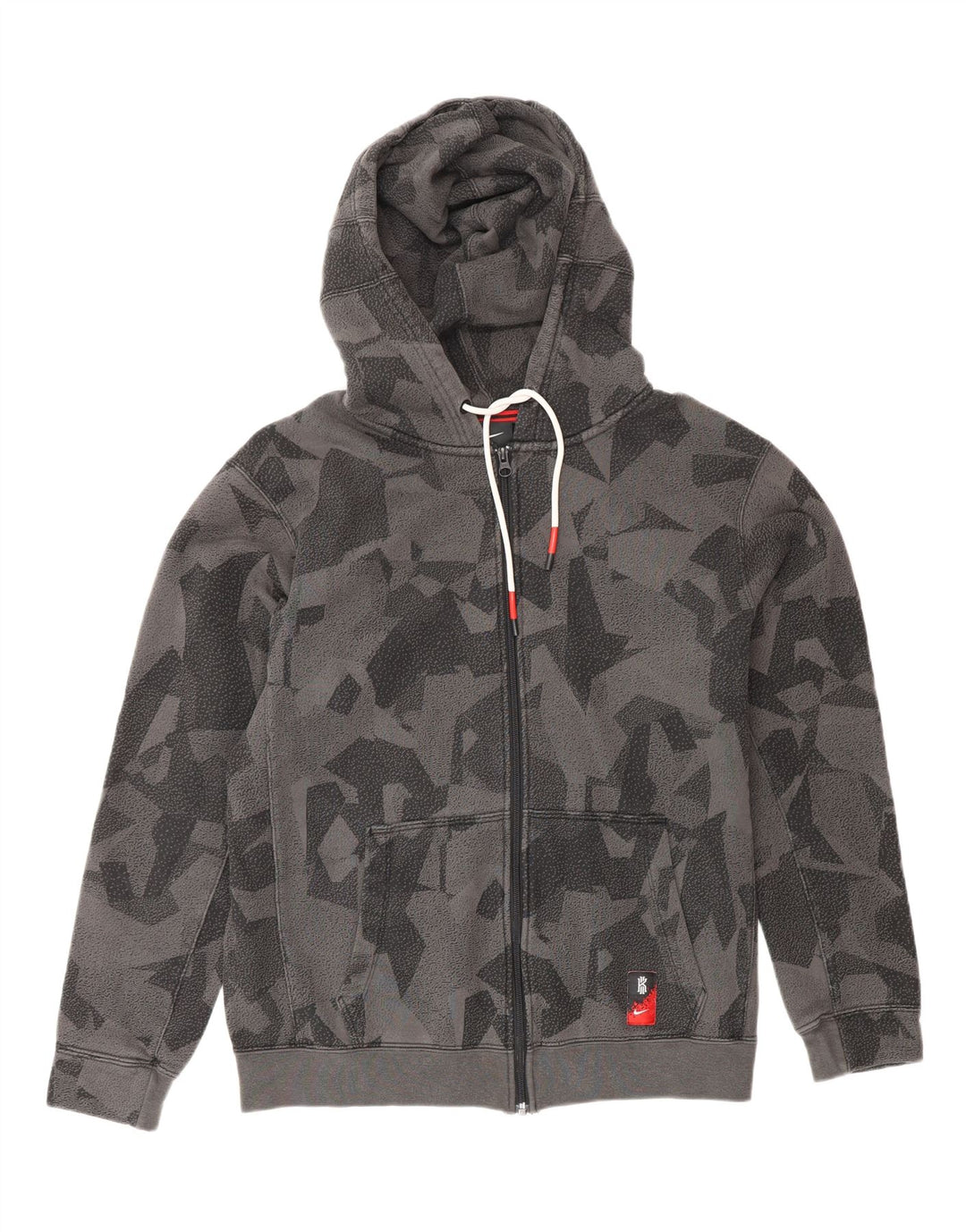 NIKE Mens Zip Hoodie Sweater Medium Grey Geometric