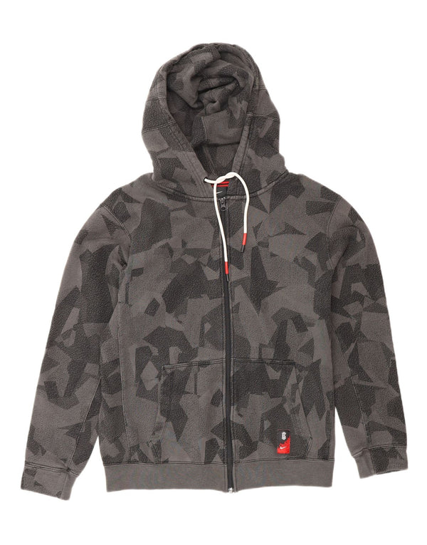 NIKE Mens Zip Hoodie Sweater Medium Grey Geometric