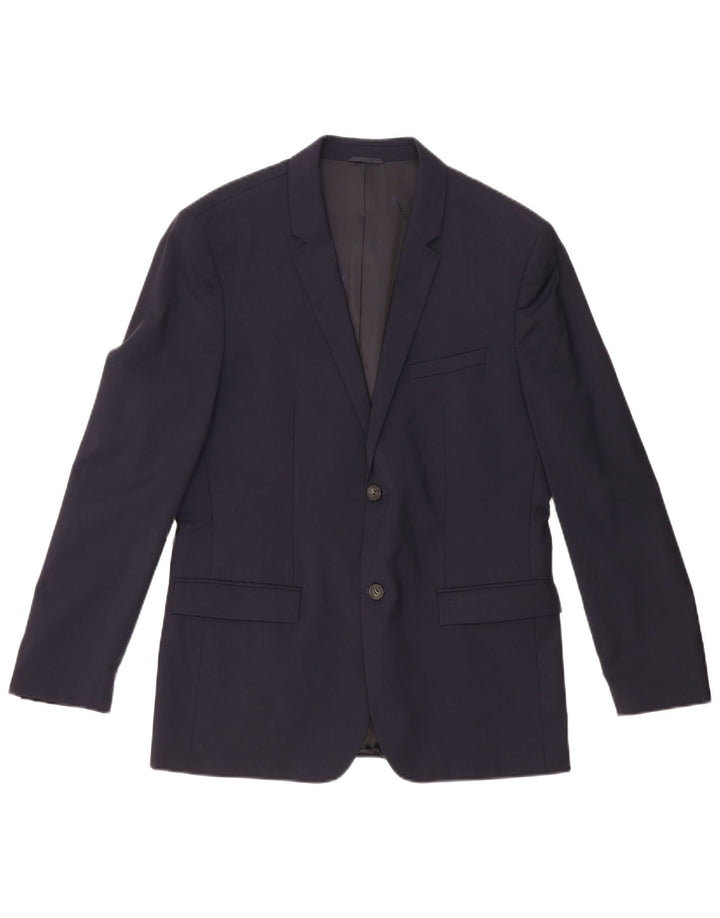 Calvin Klein Mens 2 Button Blazer Jacket IT 52 XL Navy Blue New Wool