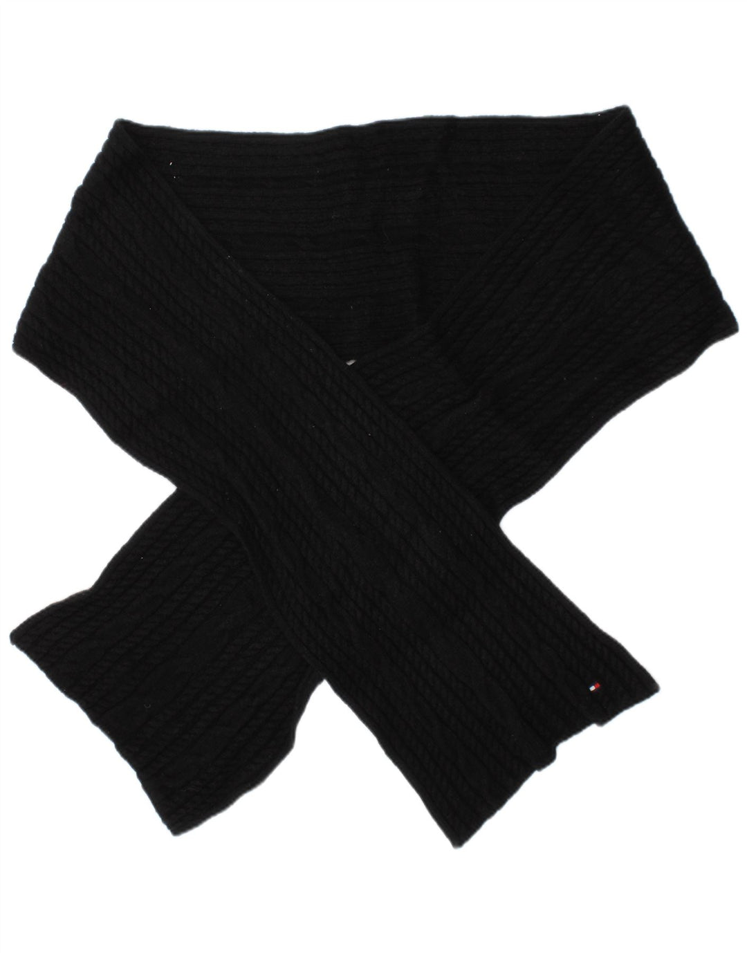 TOMMY HILFIGER Womens Knit Rectangle Scarf One Size Black Cotton Classic