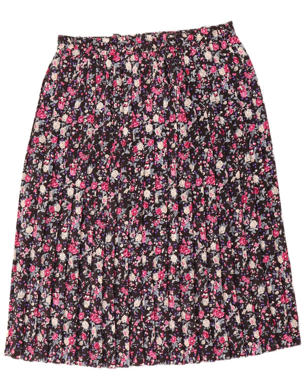 Vintage Womens Pleated Skirt UK 16 Large W38 Multicoloured Floral Polyester