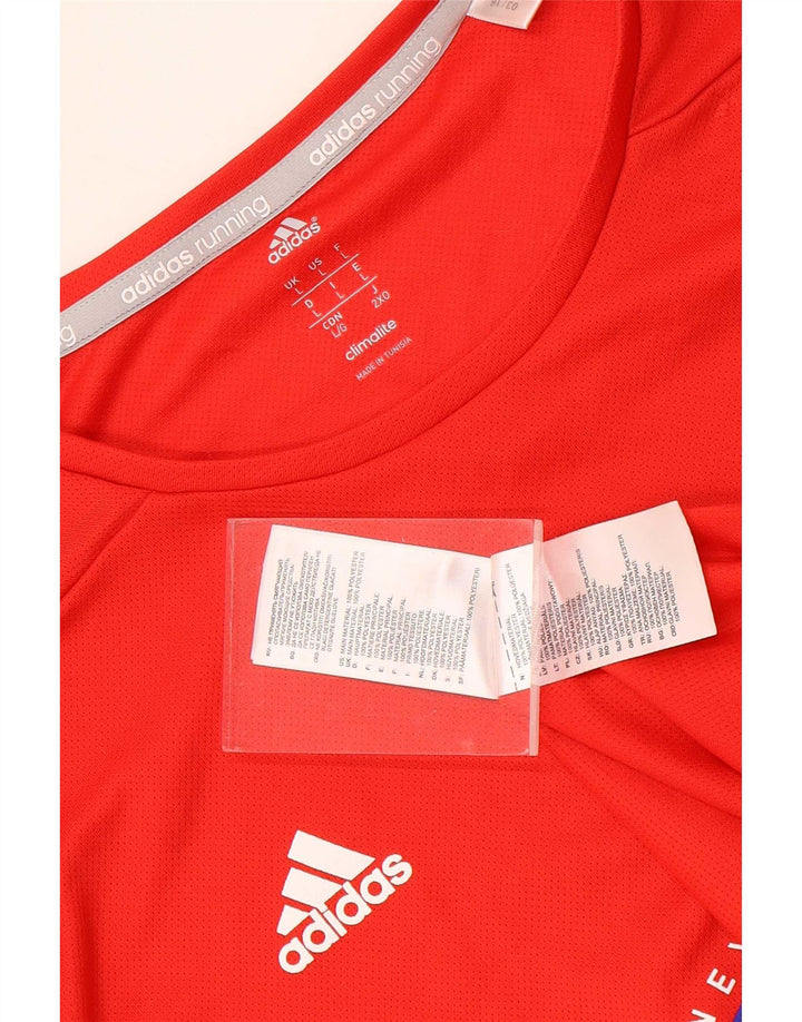 Adidas Mens Climalite Graphic T-Shirt Top Large Red Polyester