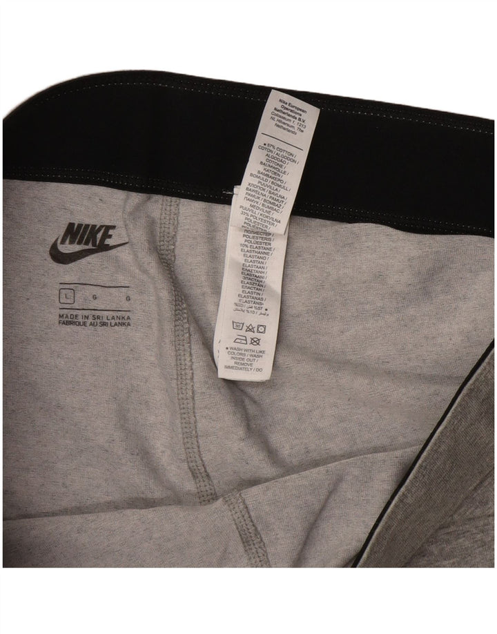 NIKE Womens Graphic Leggings UK 14 Large Grey Cotton