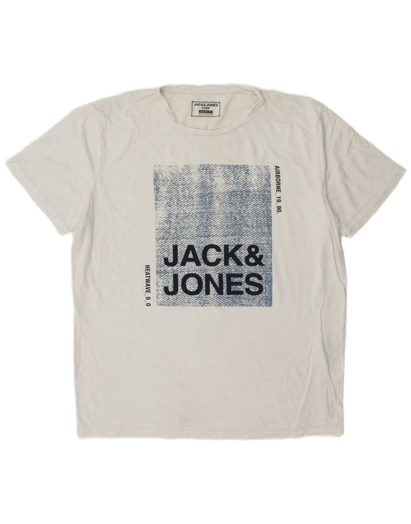 JACK & JONES Mens Regular Fit Graphic T-Shirt Top XL White Cotton