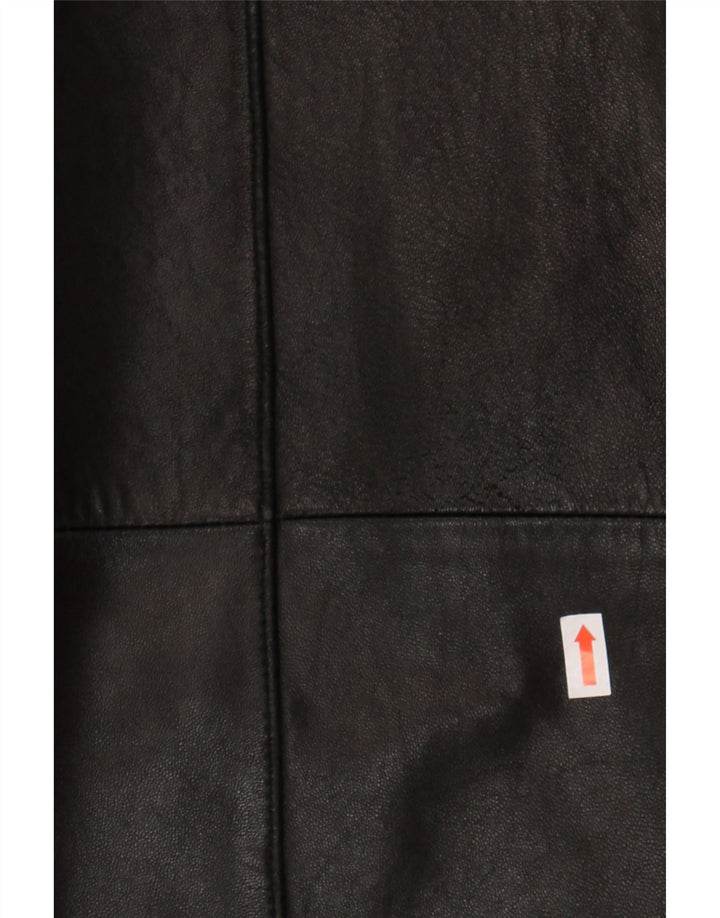 GALLERY Womens Leather Coat UK 16 Large Black Leather Vintage Gallery and Second-Hand Gallery from Messina Hembry 