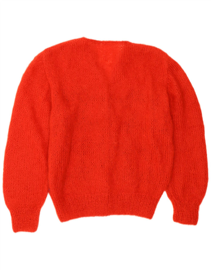 VINTAGE Womens Cardigan Sweater UK 16 Large Red Argyle/Diamond