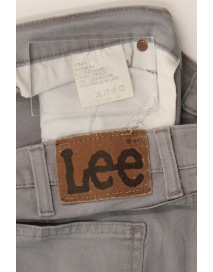 Lee Mens Brooklyn Straight Jeans W38 L30 Grey Cotton