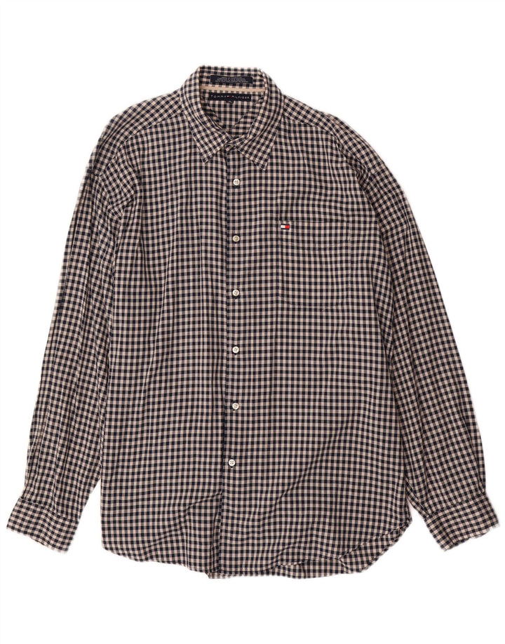 TOMMY HILFIGER Mens Shirt XL Black Check Cotton